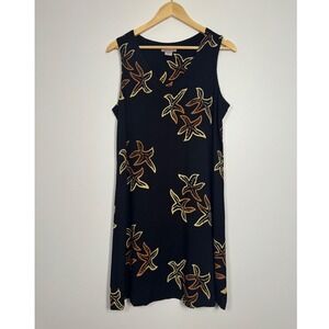 Coastal Peppermint Bay Starfish Shift Dress Women Large Black Nautical V-Neck
